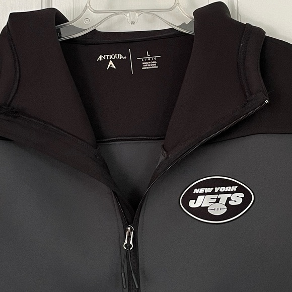 Men's Antigua Charcoal New York Jets Full-Zip Hoodie Large New Activewear - Picture 3 of 14